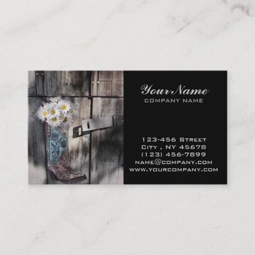 rustic barn wood cowboy boots western country business card