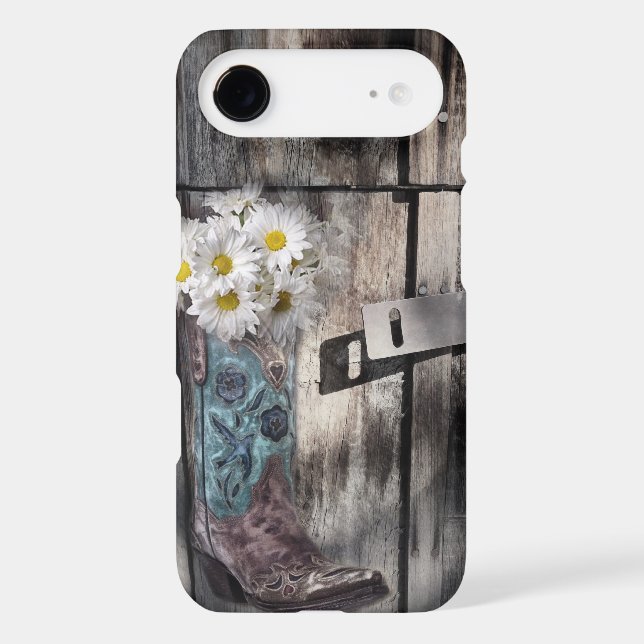 Western country daisy barn wood cowboy boot Case-Mate iPhone case (Back)