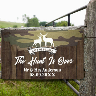 Western Country Deer The Hunt Is Over Wedding  Banner