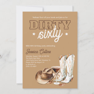 Western Country Dirty Sixty 60th Birthday Party Invitation