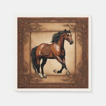 Western Country Equine Equestrian Horse Party  Napkins by WhenWestMeetEast at Zazzle
