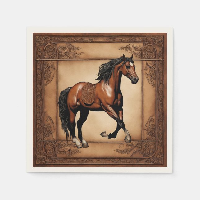 Western Country Equine Equestrian Horse Party  Napkins (Front)