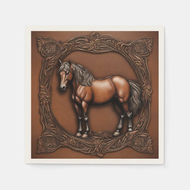 Western Country Equine Equestrian Horse Party  Napkins (Front)