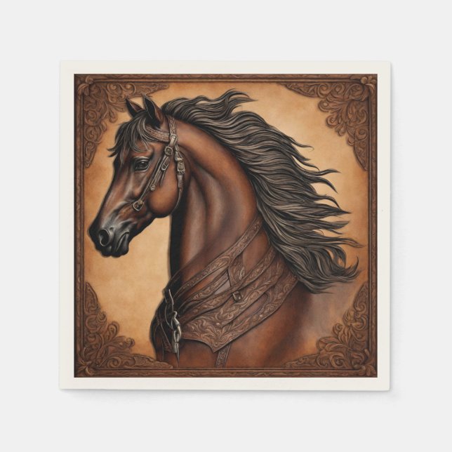 Western Country Equine Equestrian Horse Party  Napkins (Front)