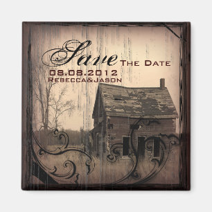 western country farm barn wedding save the date magnet