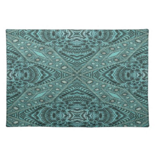 Western Country fashion Teal Turquoise Leather Placemat