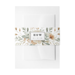 Western country floral wedding invitation  invitation belly band
