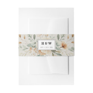 Western country floral wedding invitation invitation belly band