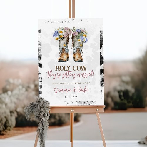Western Country Flowers Boots Rustic Wedding Sign