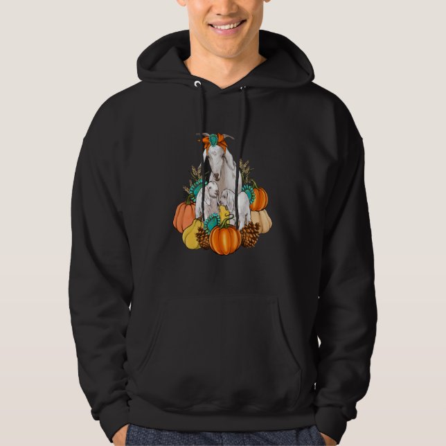 Western Country Goat Family Fall Pumpkin Fall Autu Hoodie (Front)