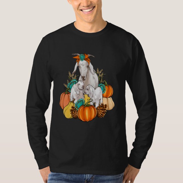 Western Country Goat Family Fall Pumpkin Fall Autu T-Shirt (Front)