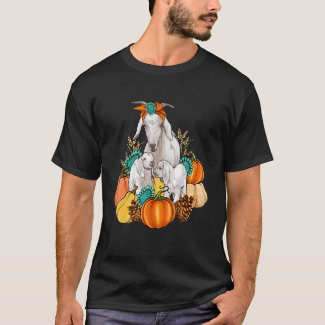 Western Country Goat Family Fall Pumpkin Fall Autu T-Shirt (Front)