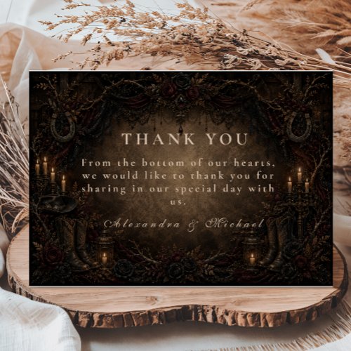 Western Country Goth Wedding Thank You Card