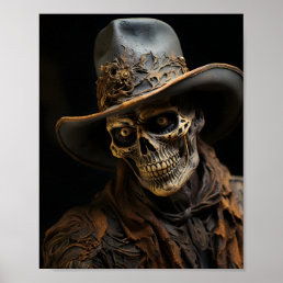 Western Country Halloween Skeleton Cowboy Poster