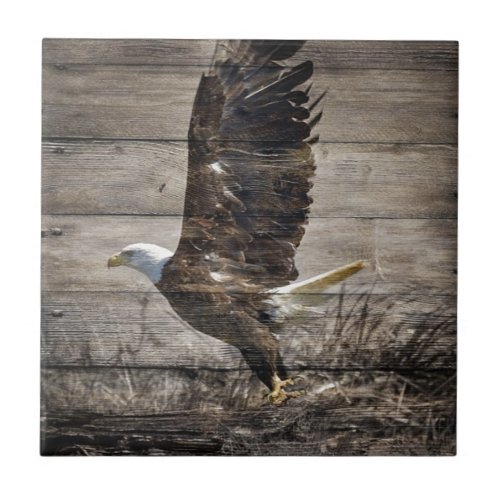 Western Country Patriotic USA American Bald Eagle Ceramic Tile