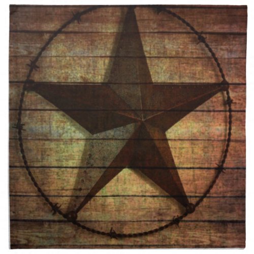 Western Country Primitive Barn Wood Texas Star Cloth Napkin
