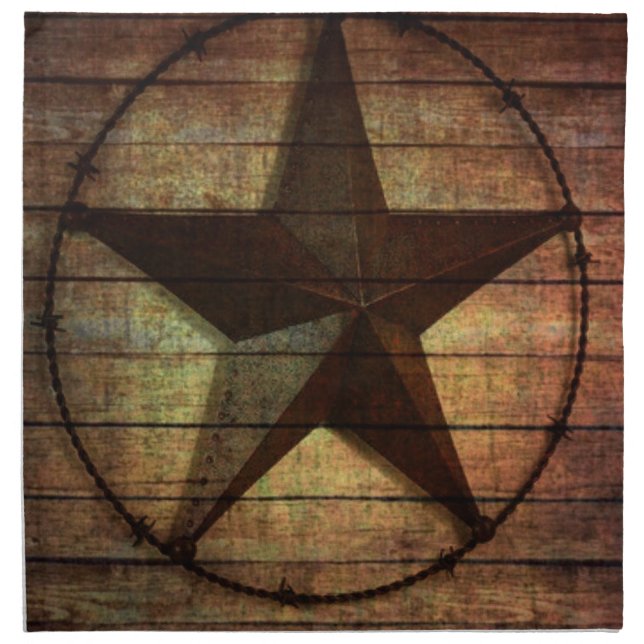 Western Country Primitive Barn Wood Texas Star Cloth Napkin (Front)
