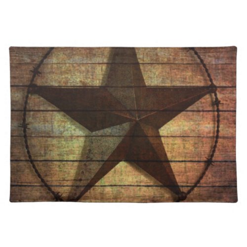 Western Country Primitive Barn Wood Texas Star Cloth Placemat