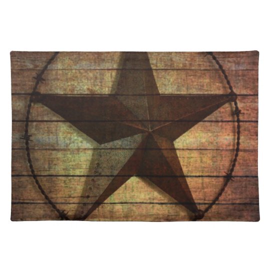 Western Country Primitive Barn Wood Texas Star Cloth Placemat