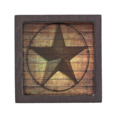 Western Country Primitive Barn Wood Texas Star Gift Box