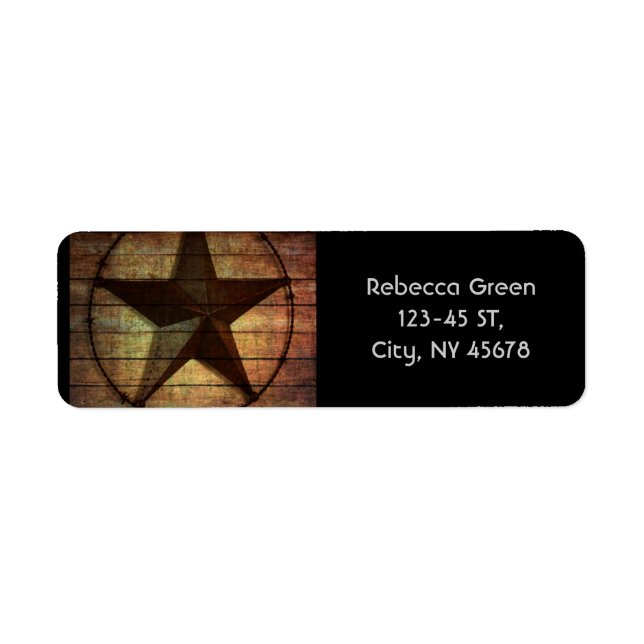 Western Country Primitive Barn Wood Texas Star Label (Front)