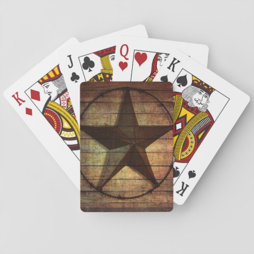 Western Country Primitive Barn Wood Texas Star Poker Cards