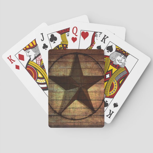 Western Country Primitive Barn Wood Texas Star Poker Cards (Back)
