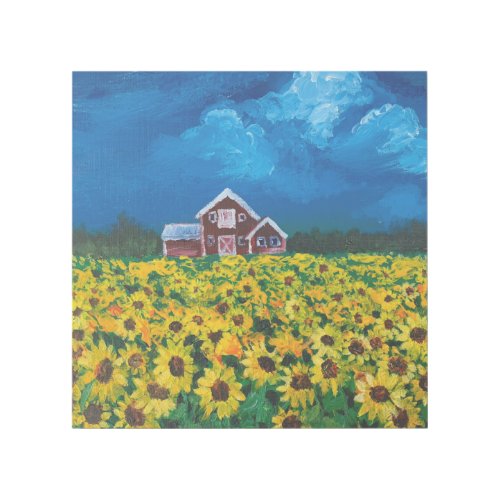 western country red barn summer sunflower field gallery wrap