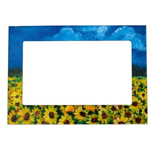 western country red barn summer sunflower field magnetic frame