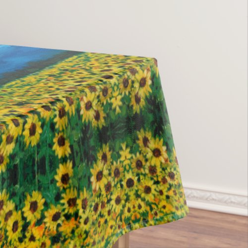 western country red barn summer sunflower field tablecloth