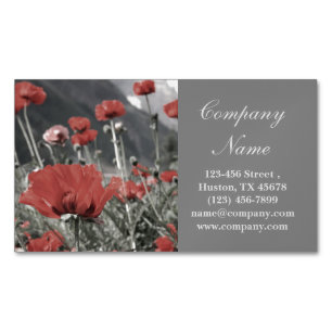 Western Country Red Poppy Florist Aromatherapy Magnetic Business Card