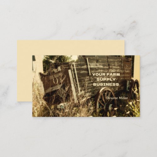 Western Country Rustic Brown Farm Wagon Business Card