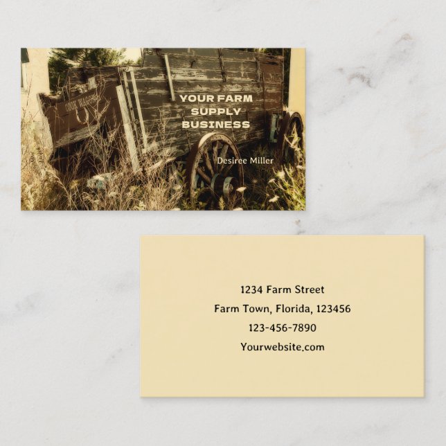 Western Country Rustic Brown Farm Wagon Business Card (Front/Back)