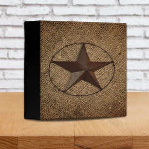 Western Country Rustic Burlap Primitive Texas Star Binder