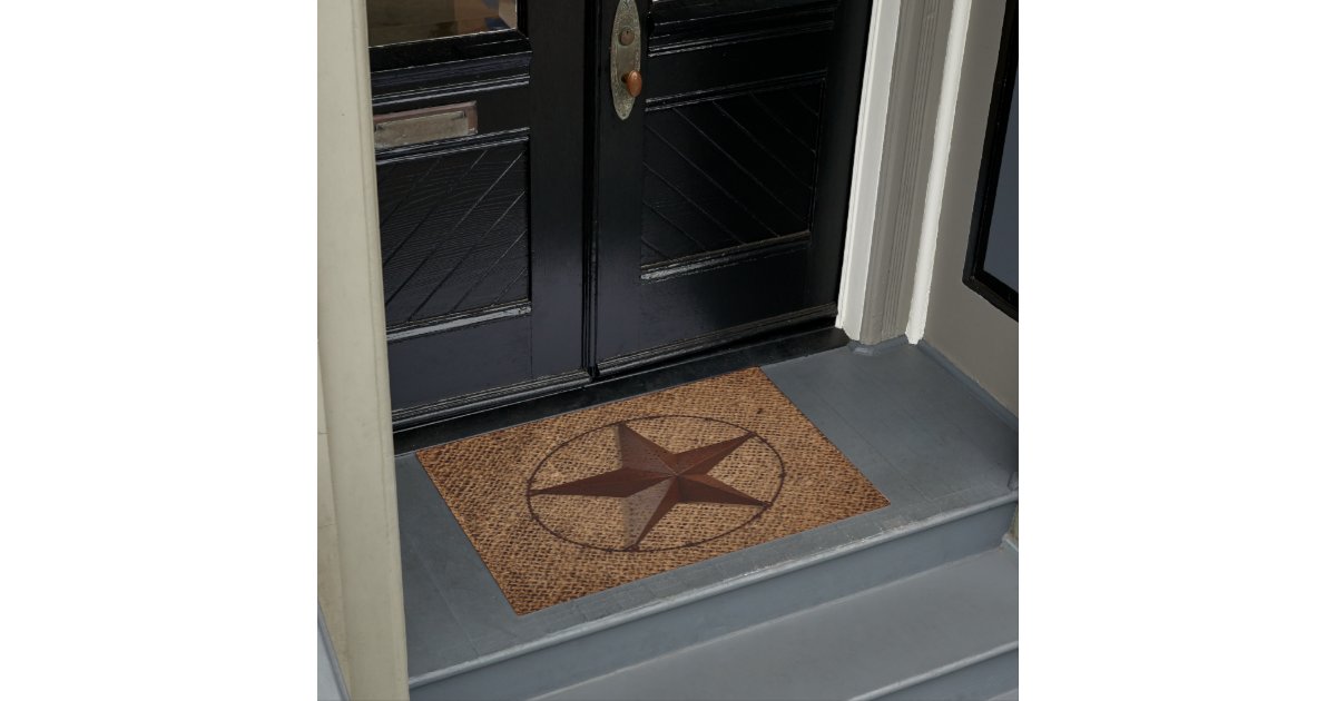 Western Country Rustic Burlap Primitive Texas Star Doormat