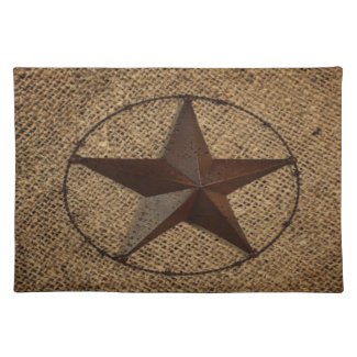 Western Country Rustic Burlap Primitive Texas Star Placemat