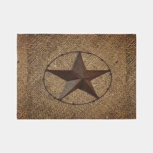 Western Country Rustic Burlap Primitive Texas Star Rug