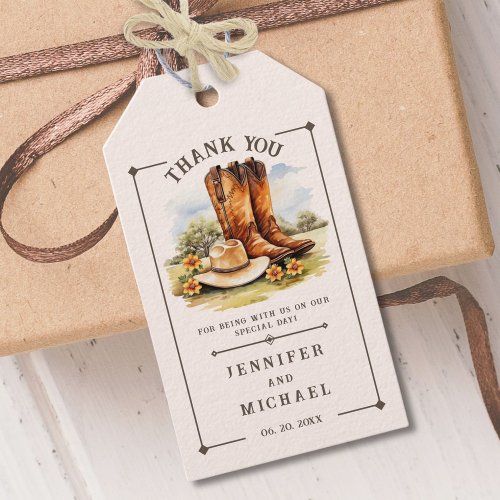 Western Country Rustic Cowboy Boots Wedding Favor Gift Tags