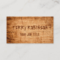 Western Country Rustic Scratched Wood Grain Business Card