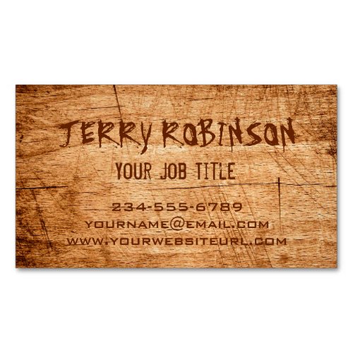 Western Country Rustic Scratched Wood Grain Business Card Magnet