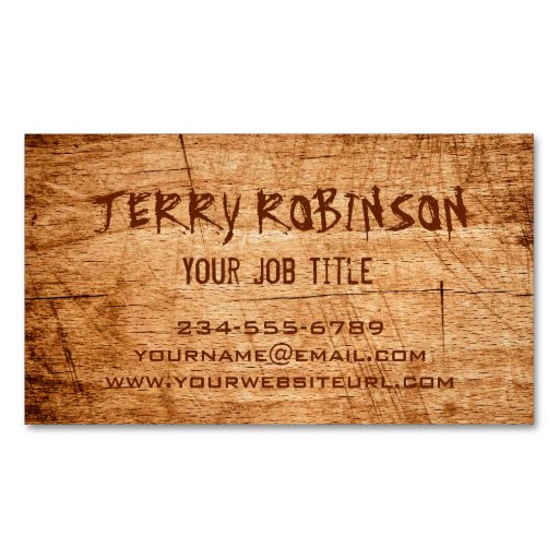 Customizable Western Country Rustic Scratched Wood Grain Business Card Magnet