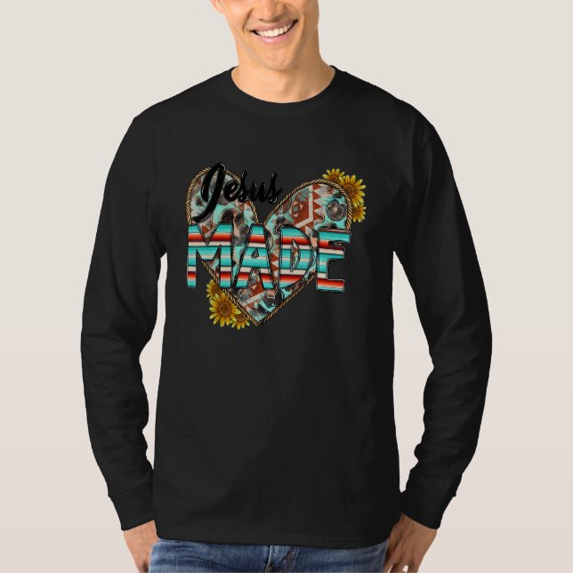 Western Country Serape Sunflower Christian Jesus M T-Shirt (Front)