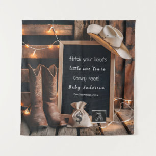 Western country style pregnancy announcement  tapestry