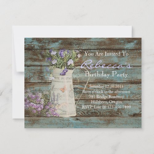 elegant country lavender vintage birthday party personalized announcements