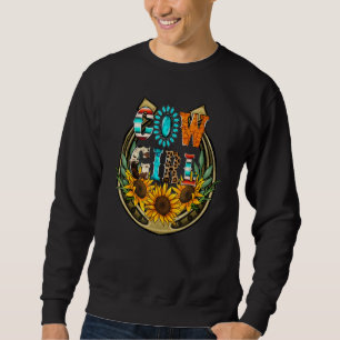 Western Country Sunflowers Cowhide Serape Horsesho Sweatshirt