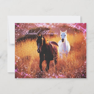 western country sunset horse themed wedding invitation