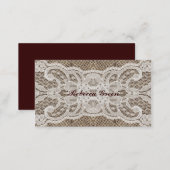 western country tan burlap and lace wedding business card (Front/Back)