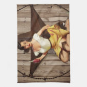 Western Country Texas Star Pin Up Girl Cowgirl Towel (Vertical)