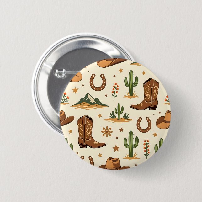 Western country theme with cactus button (Front & Back)