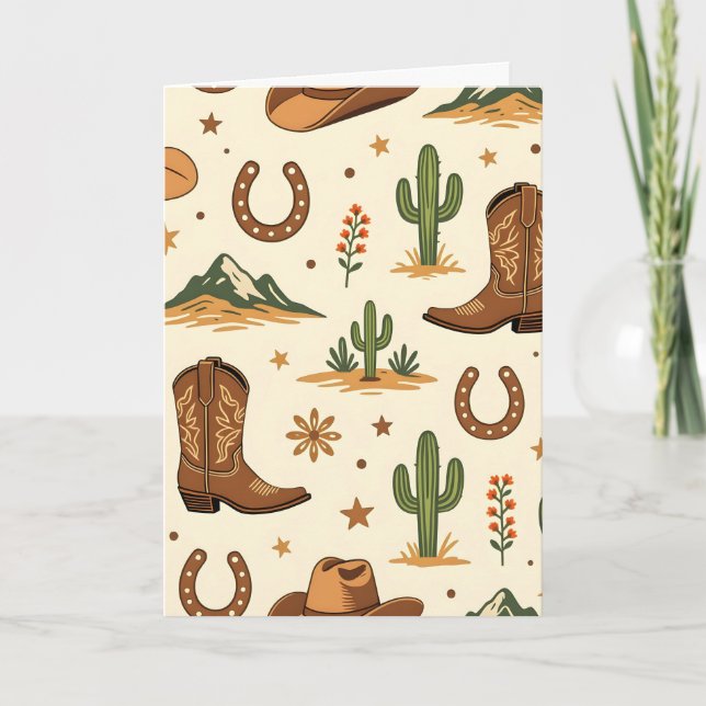 Western country theme with cactus card (Front)